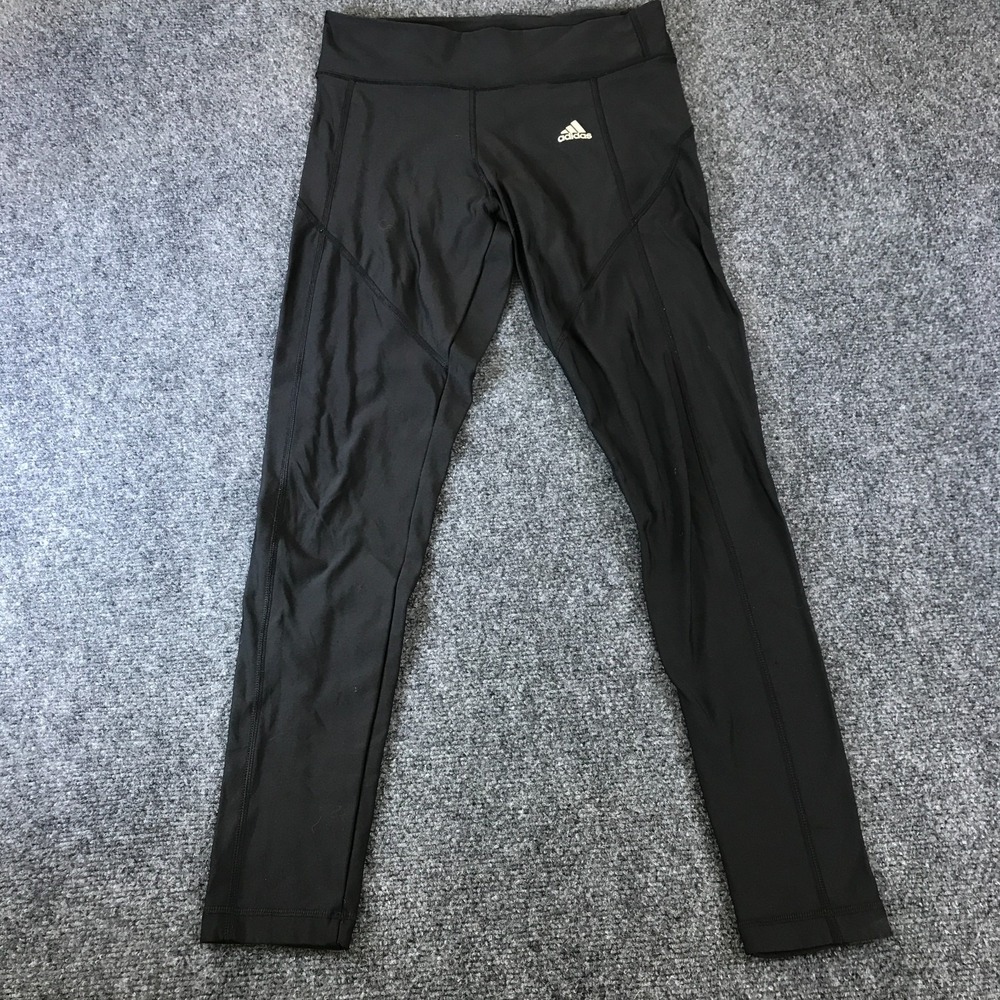 Adidas Ankle Leggings Womens 28x27.5 Black Logo Performance Activewear Yoga